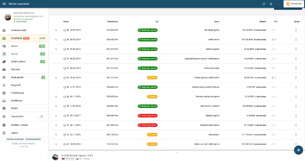 RideLogger Web-App Dashboard auf breitem Bildschirm